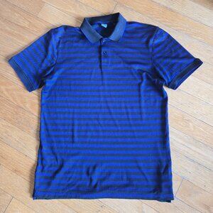 G/Fore G4 Performance Golf Polo Shirt Mens Medium Striped Purple and Black